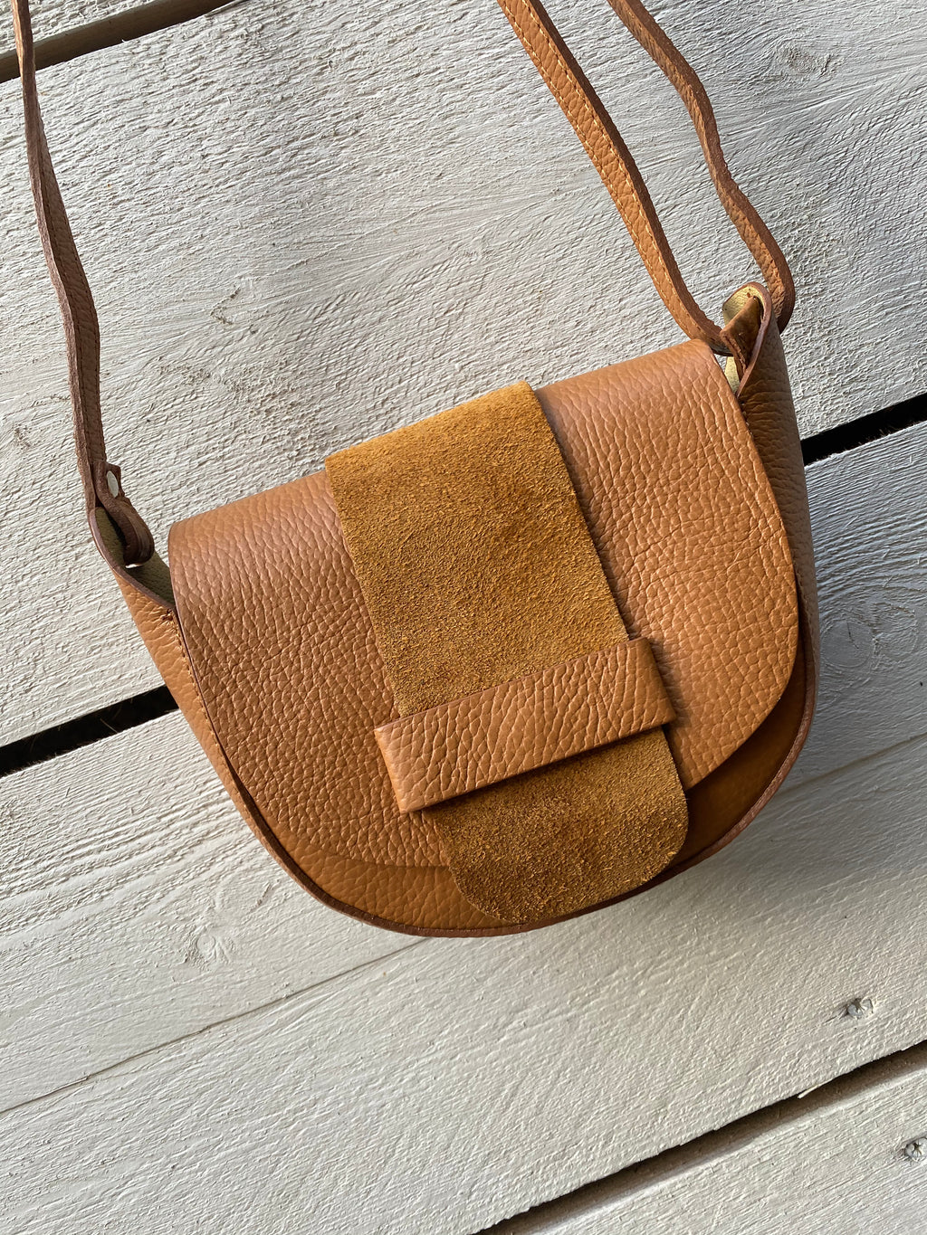 Leather and suede bag - nude