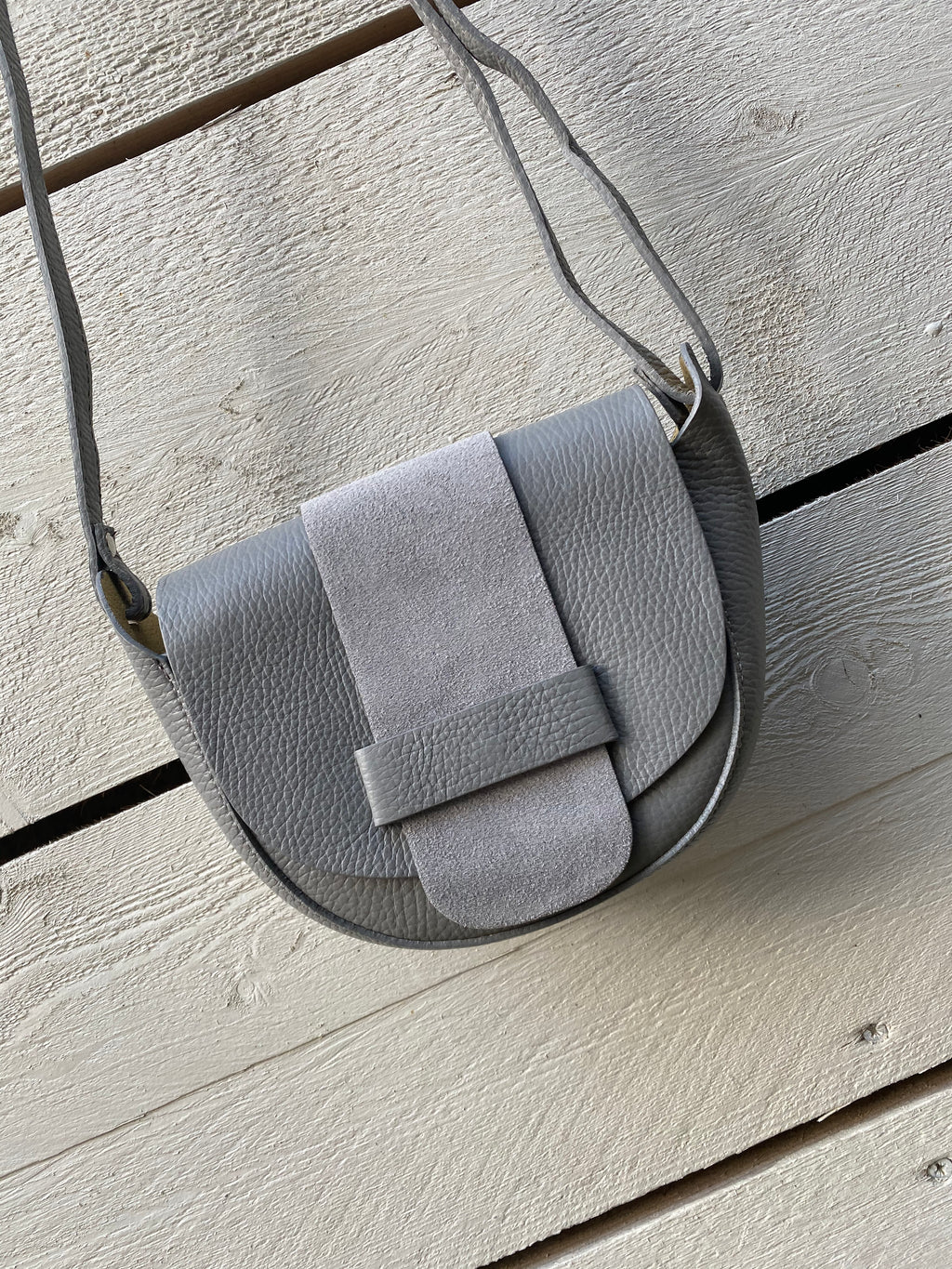 Leather and suede bag - grey