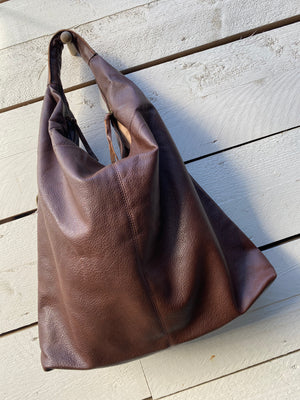 Faux top leather bag