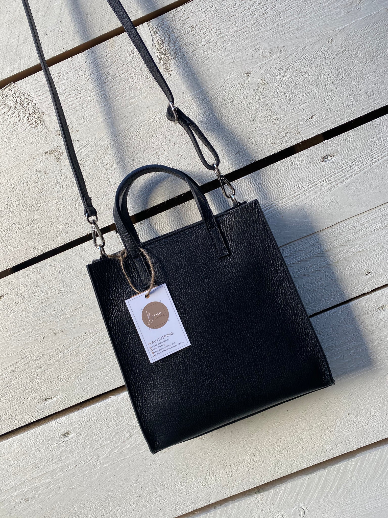 Black leather bag